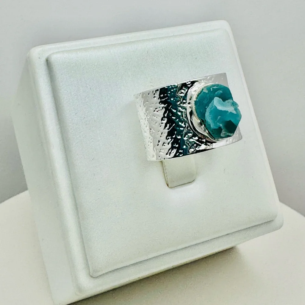 925 Stamped Textured Wide Band Ring NWOT Size 7